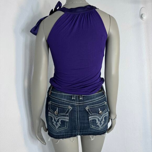 Sequin Going Top Purple Cowl Neck Tie Shoulder Y2K Clubwear Party - Picture 4 of 8